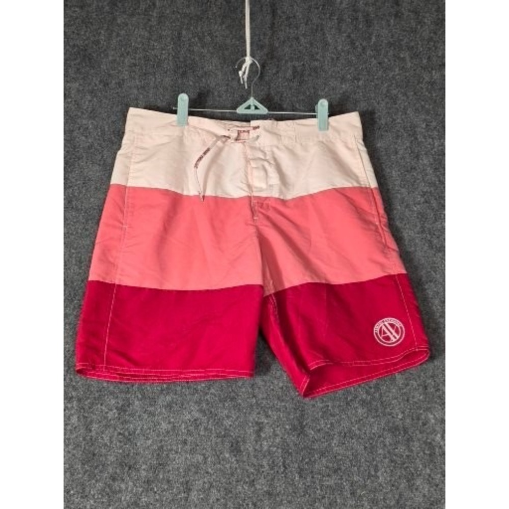 Armani Exchange Mens Pink‎ Colorblock Board Shorts Swim Trunks Logo Size 34